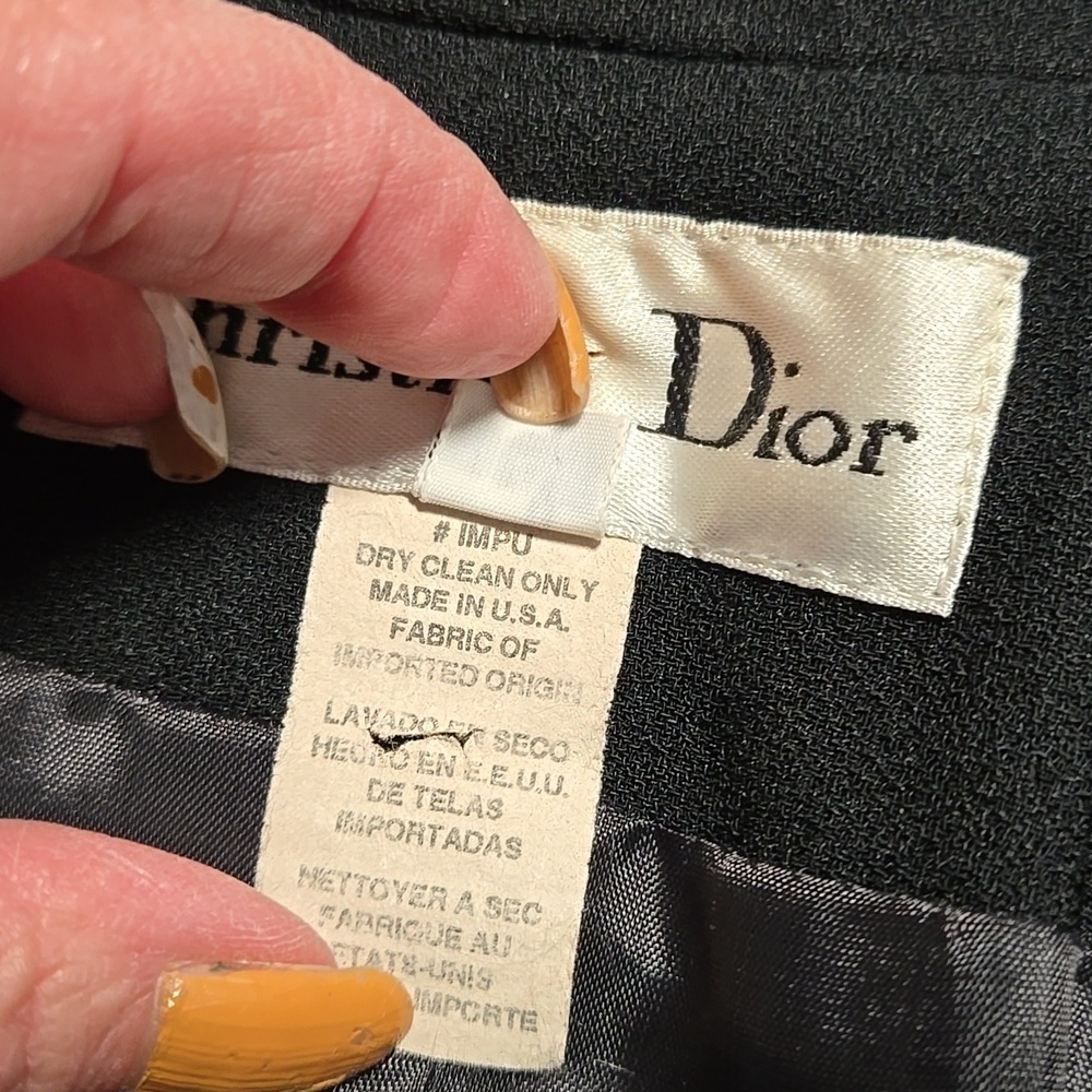 Christian Dior Color Block Blazer Womens Size 14 Black And Teal - Picture 8 of 9